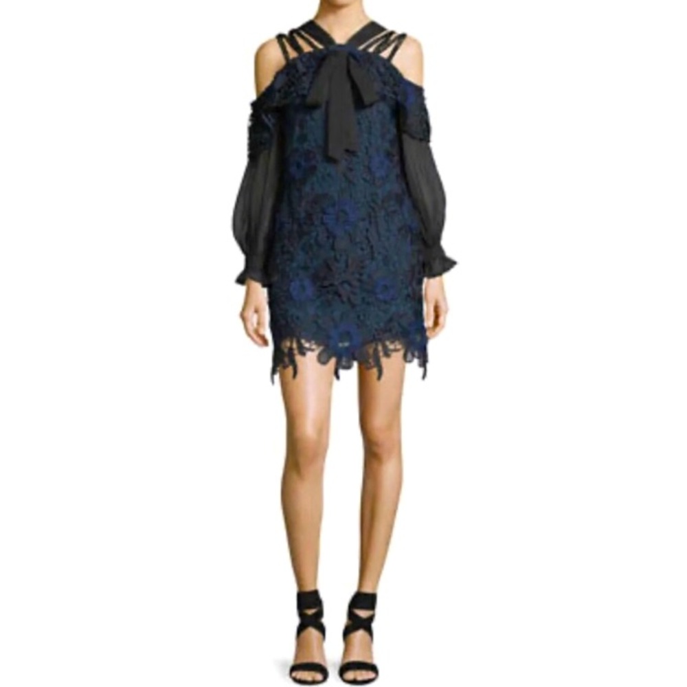 Self portrait black and navy lace dress